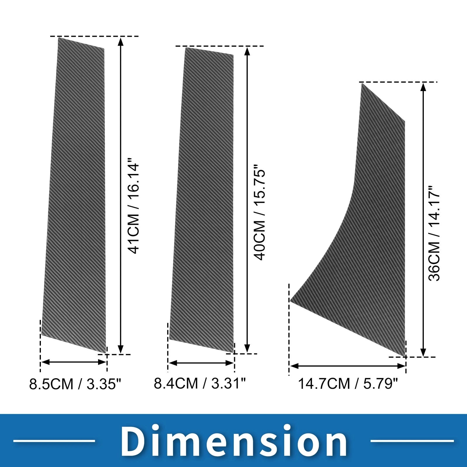 Set of 6 Door Pillar Window Trim for Ford Focus (2012–2019) Carbon Fiber