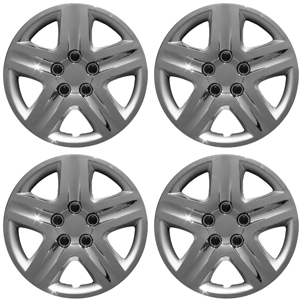 17' 5 Spoke Spring Steel Clip Chrome Wheel Cover Hubcaps - XIEUH501