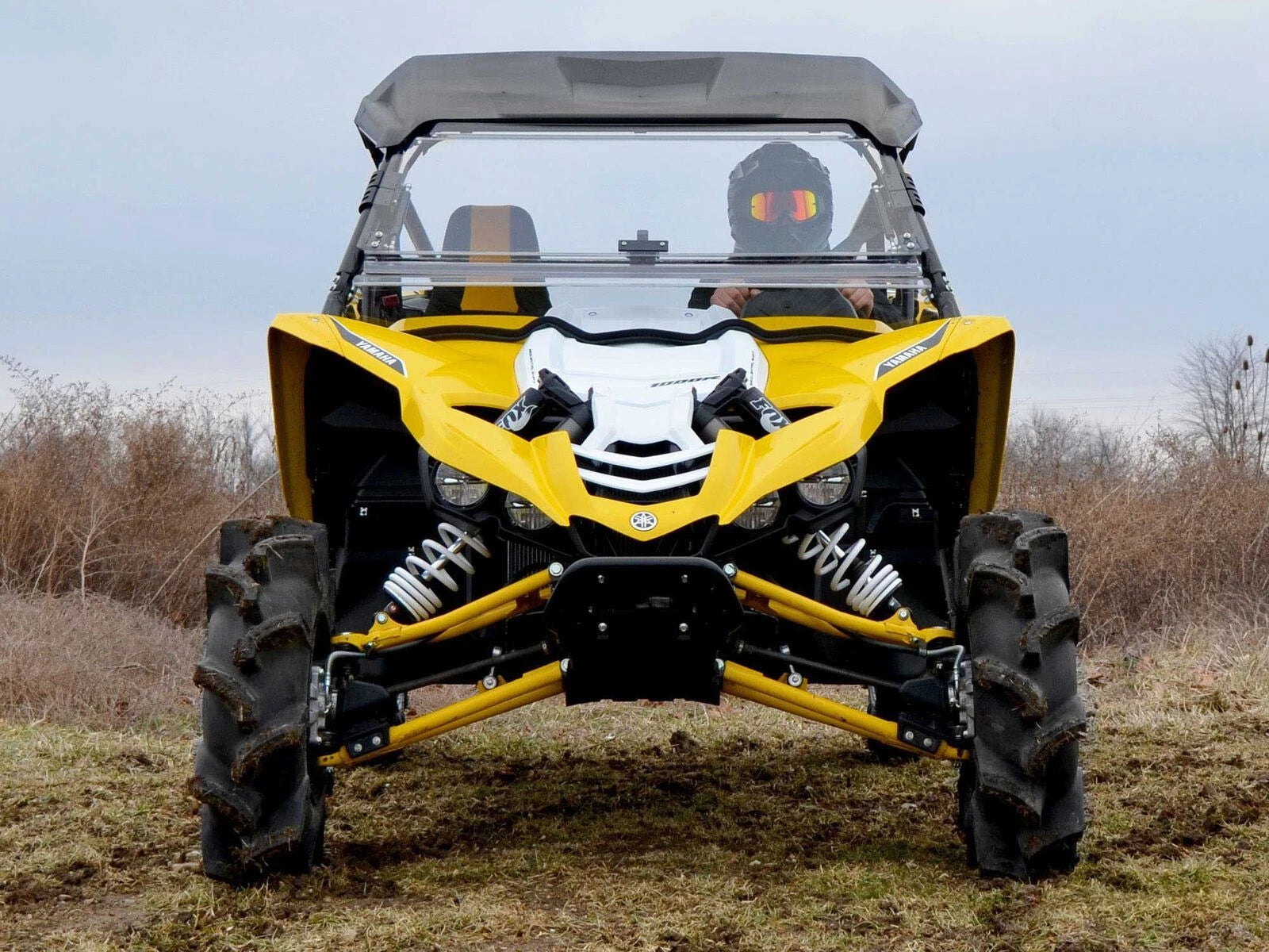 SuperATV Heavy Duty Scratch Resistant Flip Windshield for Yamaha YXZ (2016–2018)