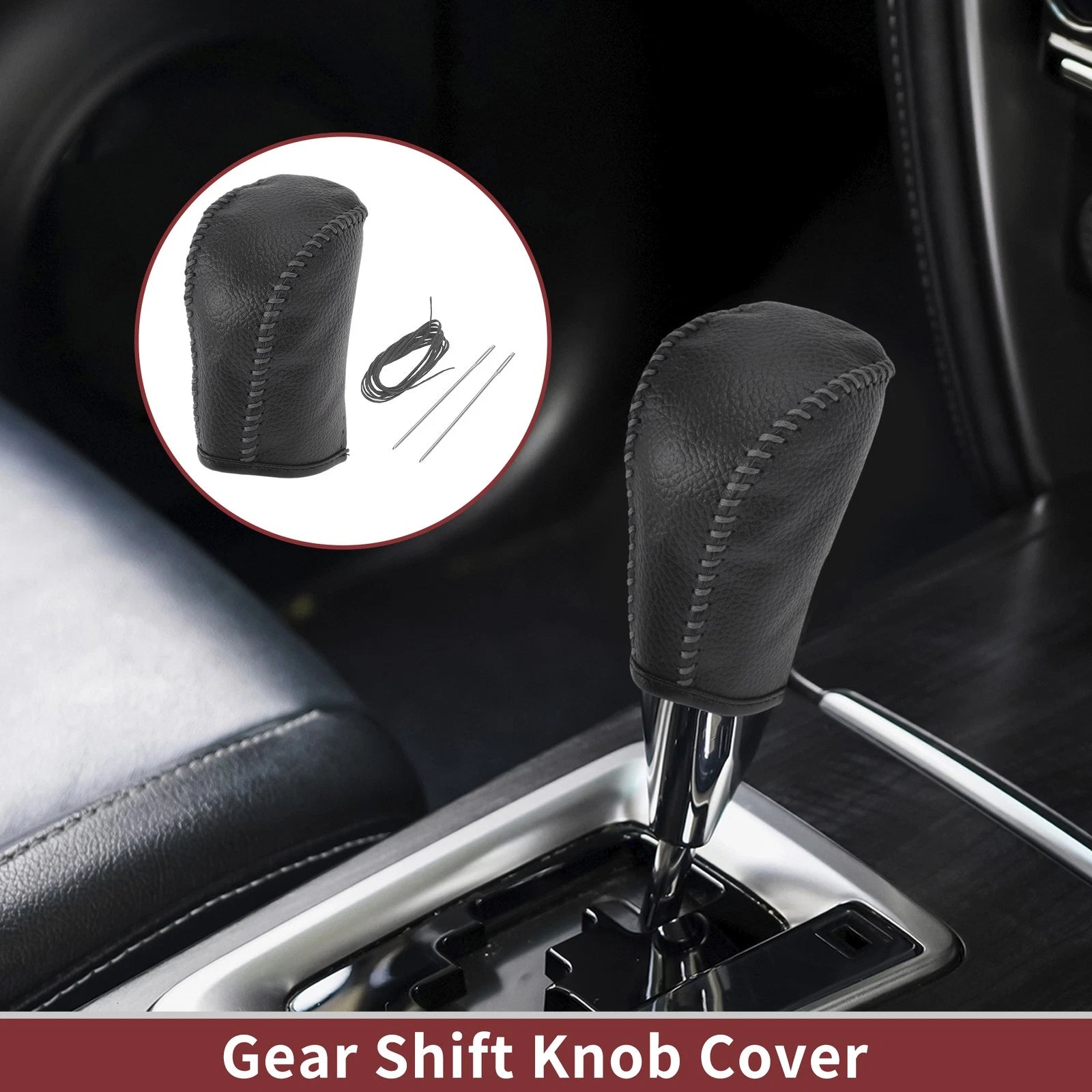 1Pc Gear Shift Knob Cover for Subaru Forester (2006–2012) Gray Faux Leather
