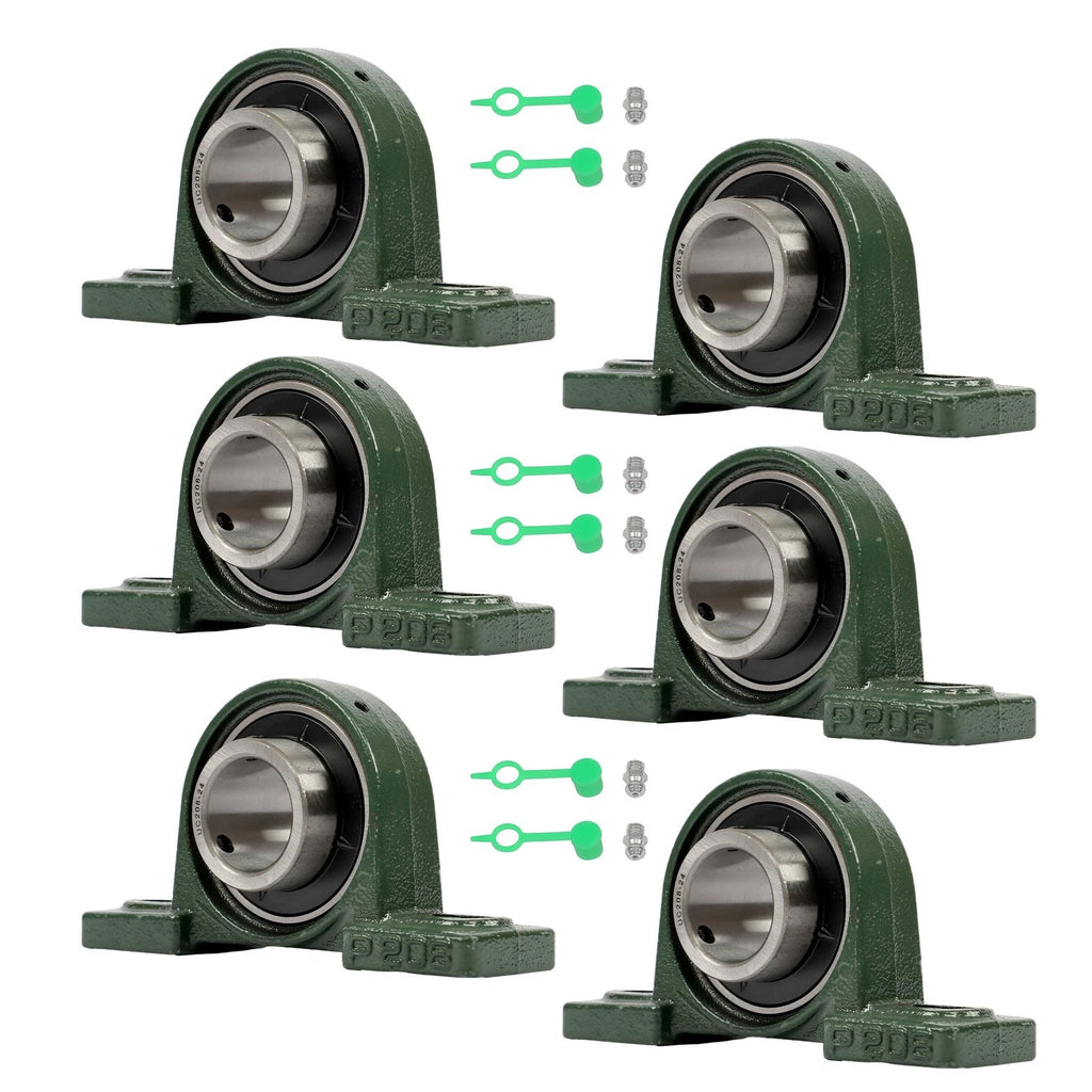 Set of 6 Pillow Block Bearings for Various Applications (Self-Aligning)