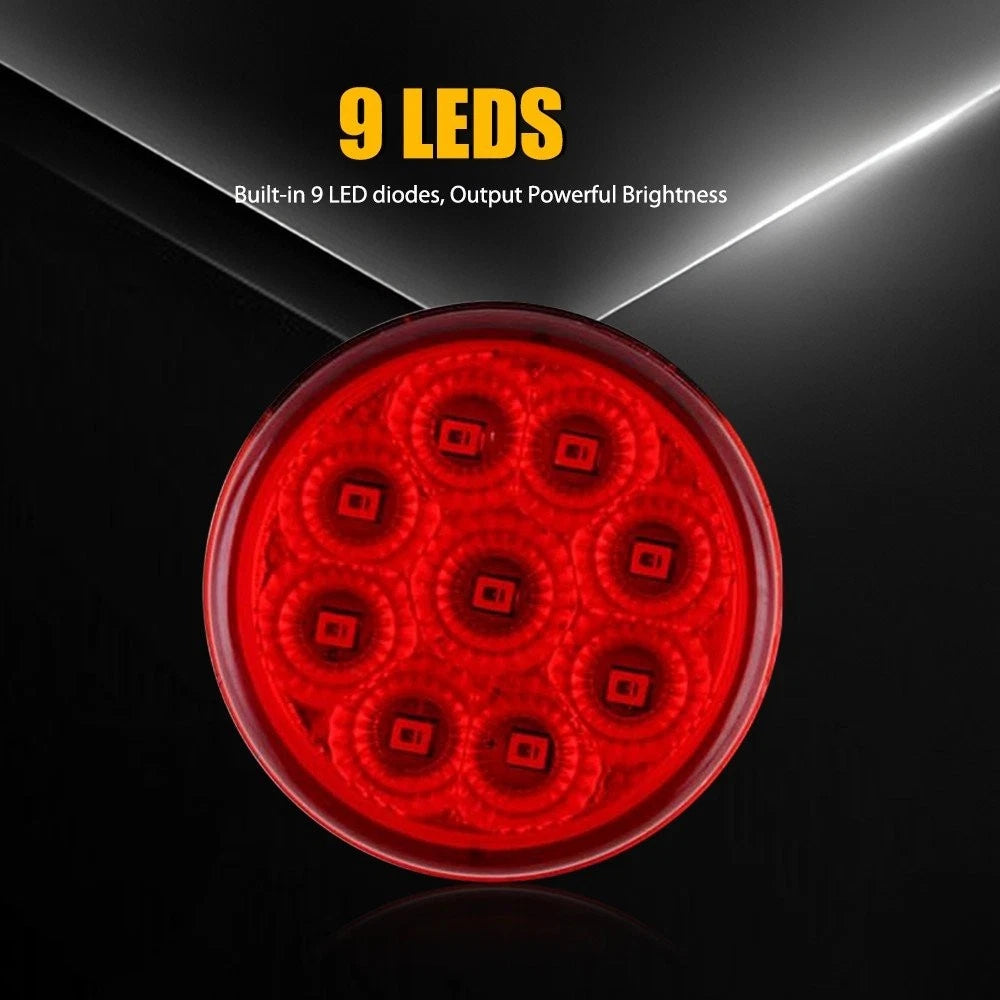 5pcs 2" DOT Red Round LED Marker Lights for Truck RV