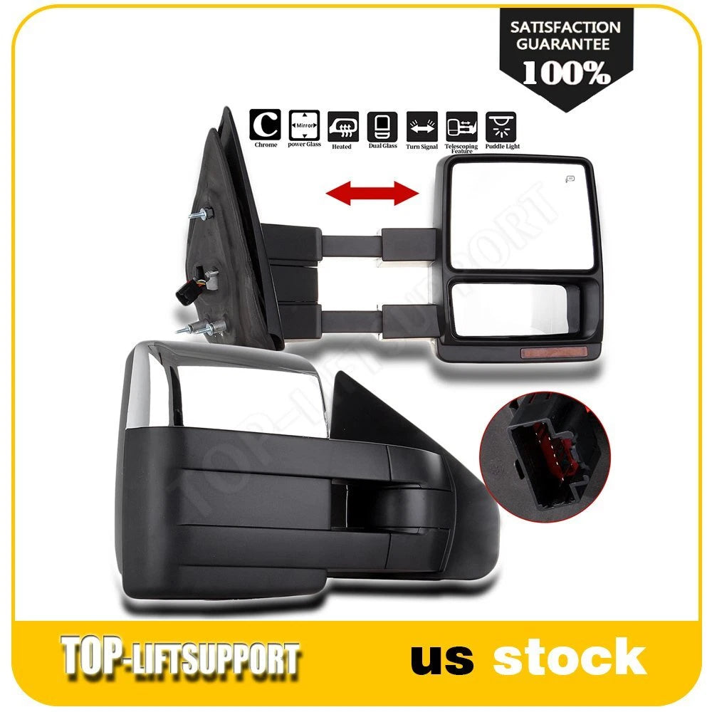 Set of 2 Chrome Power Heated Tow Mirrors for F150 (2007–2014)