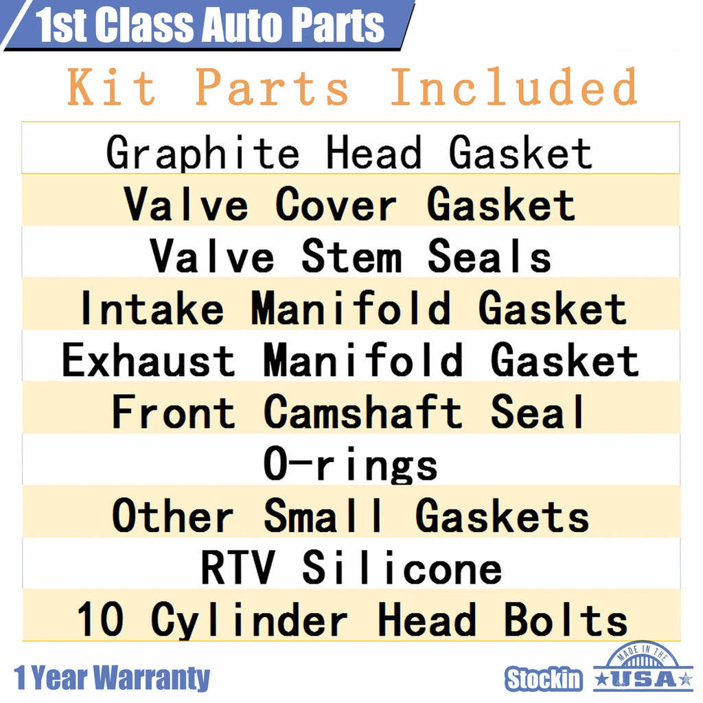 Engine Cylinder Head Gasket Set with 10 Bolts for Chevy S10 GMC Sonoma (1994–2004)