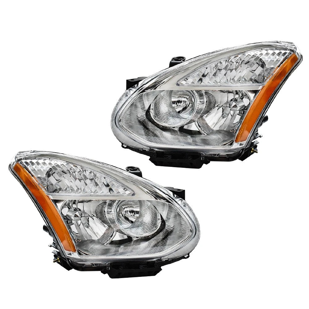 Set of 2 Halogen Headlights for Nissan Rogue (2008–2013) Chrome