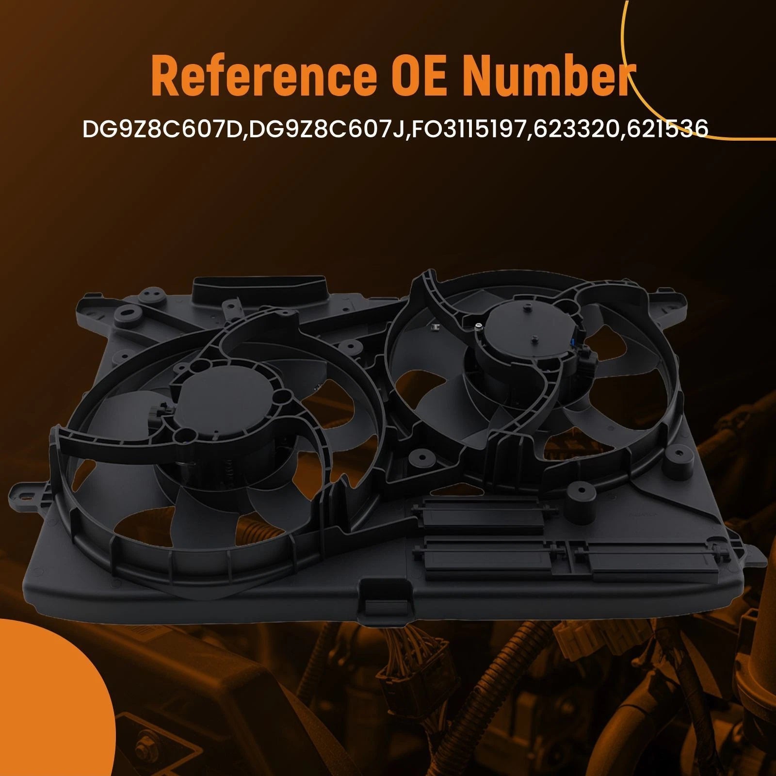 Dual Cooling Fan for Ford Fusion L4 2.0L Turbo (2013–2020) FO3115197 600W