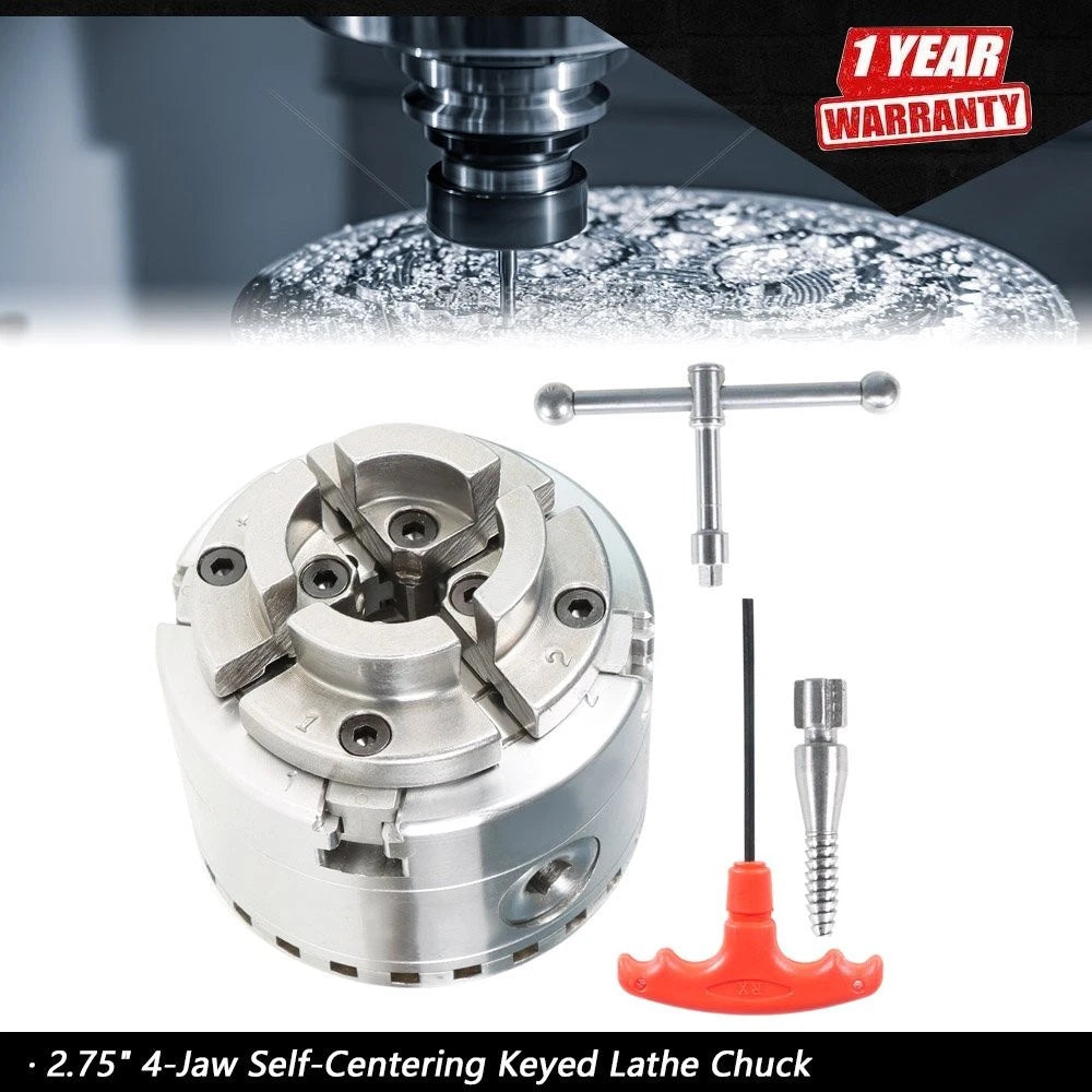 2.75" 4-Jaw Self-Centering Lathe Chuck for Various Models