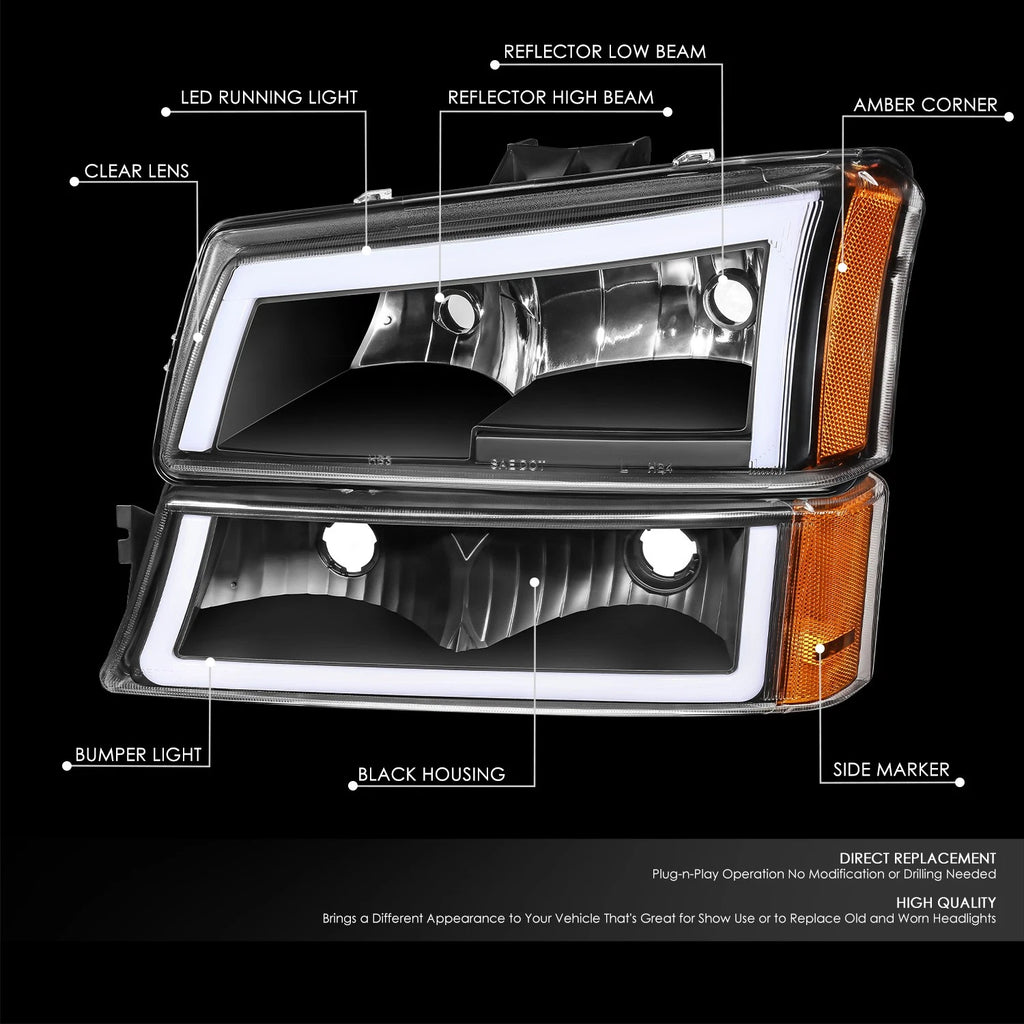 LED DRL Bar Headlight & Bumper Lamp for Silverado 1500 2500 3500 (2003–2007)