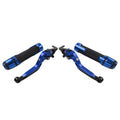 Blue Extendable Brake Clutch Levers & Handlebar Grips for Kawasaki ZX6R