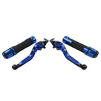 Blue Extendable Brake Clutch Levers & Handlebar Grips for Kawasaki ZX6R