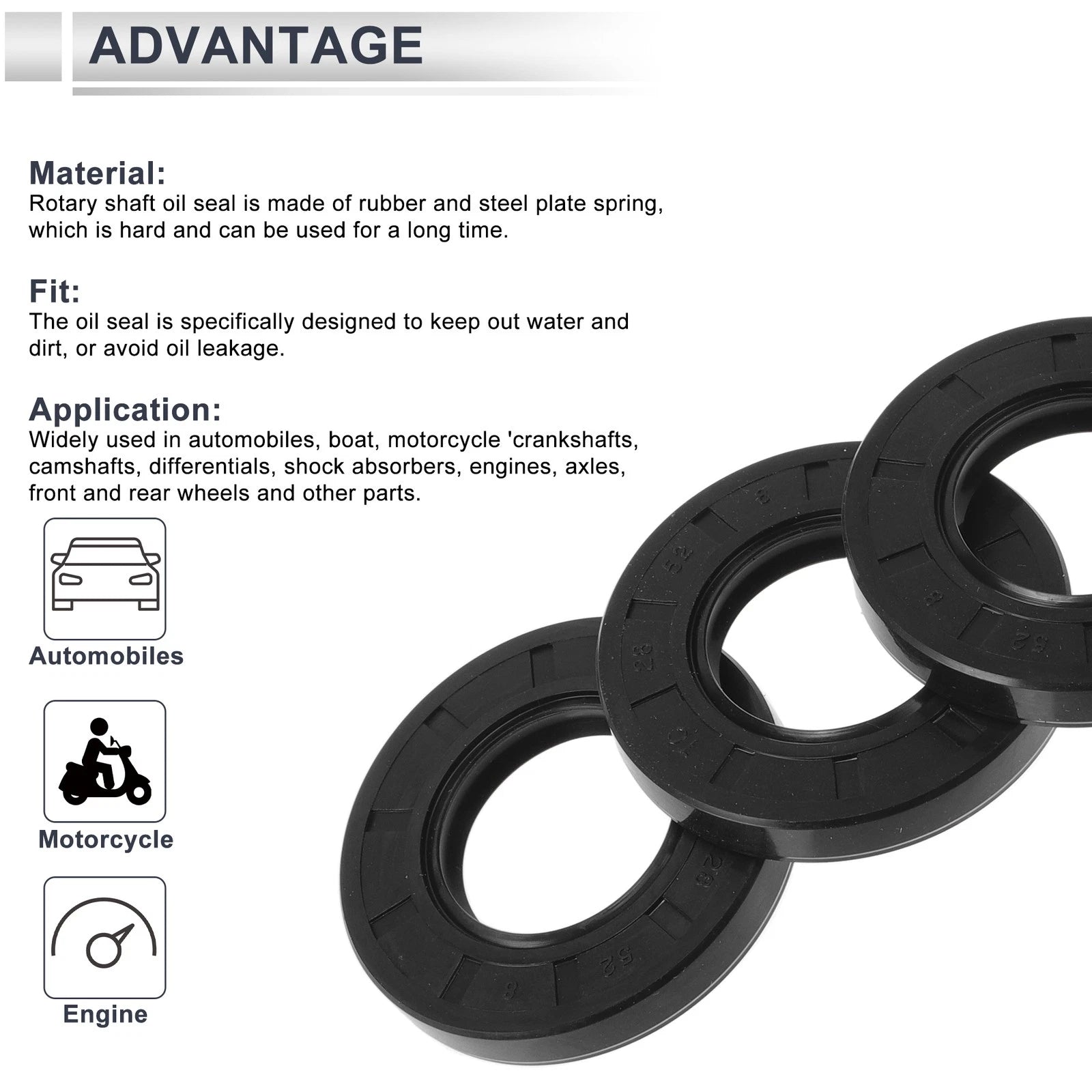 Set of 5 Oil Seal Rotary Shaft Seal TC Ring 28x52x8mm Nitrile Rubber
