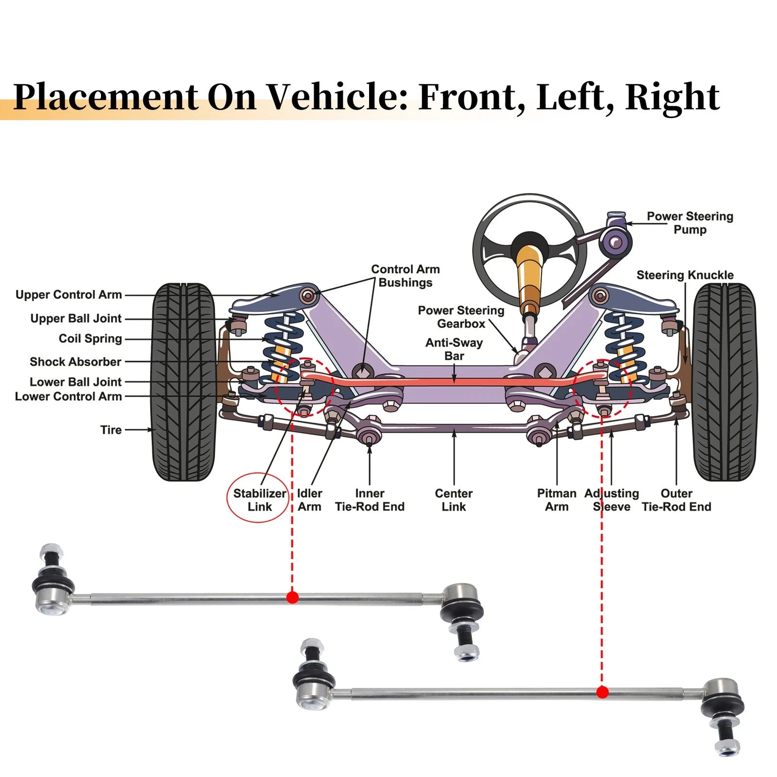 2X Front Stabiliser Sway Bar Link for Toyota RAV4, Lexus NX200t (No.K750043)