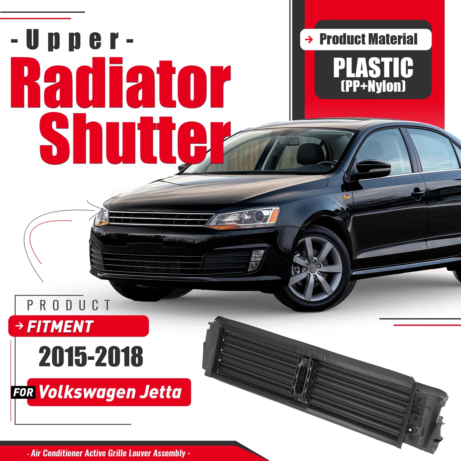 Lower Radiator Active Grille Shutter for Volkswagen Jetta (2015–2018)