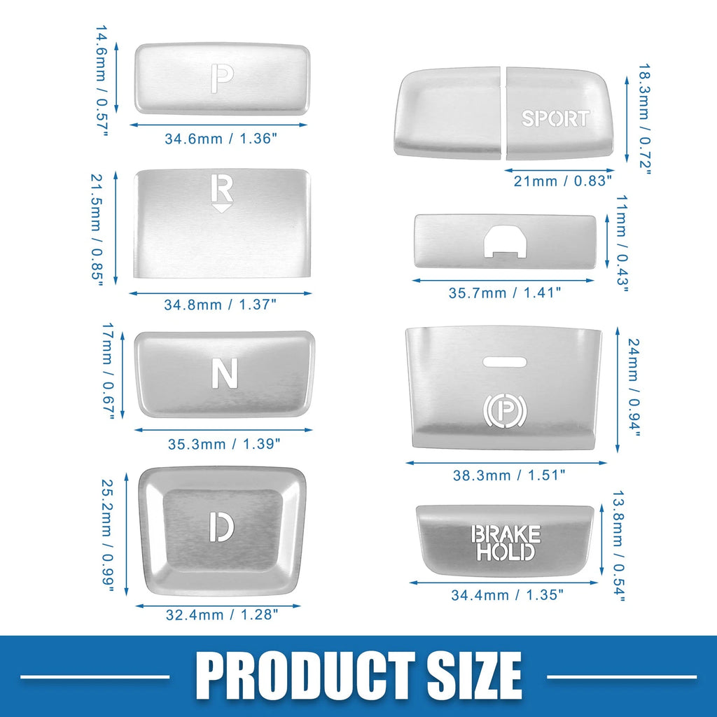 9pcs Gear Shift Panel Button Cover Trim for Honda Accord (2018–2022) Silver