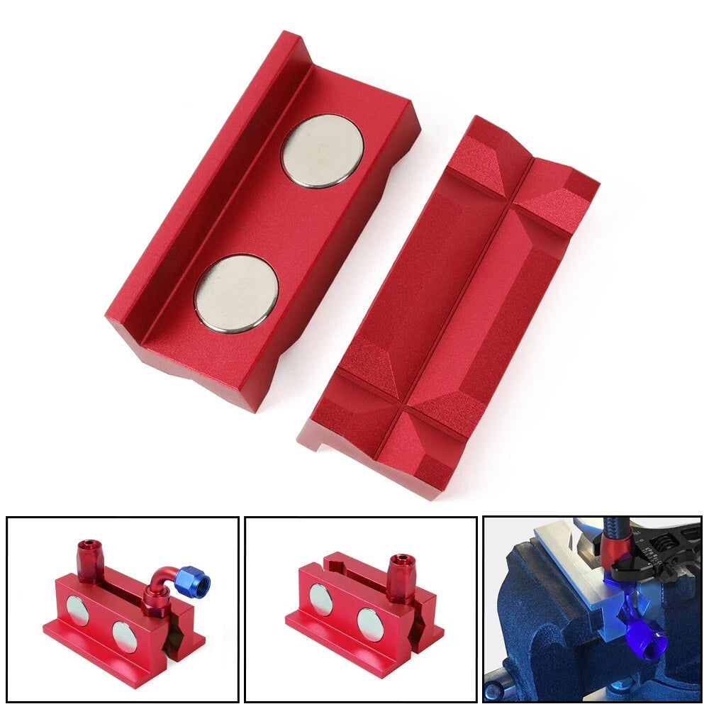 4" Aluminum Vise Jaw Inserts for AN Fittings with Magnetic Adapter
