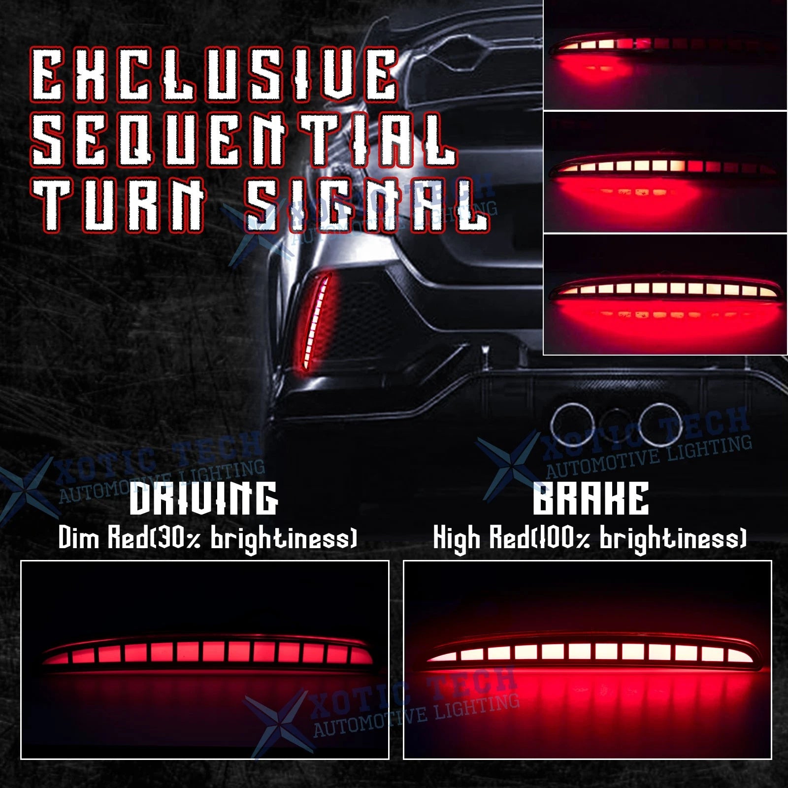 Sequential Red LED Brake Light Tail Lamps for Honda Civic Type R (2017-2022)