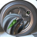 Set of 4 Green Aluminum Tire Valve Stem Caps for Universal Fit (45mm)
