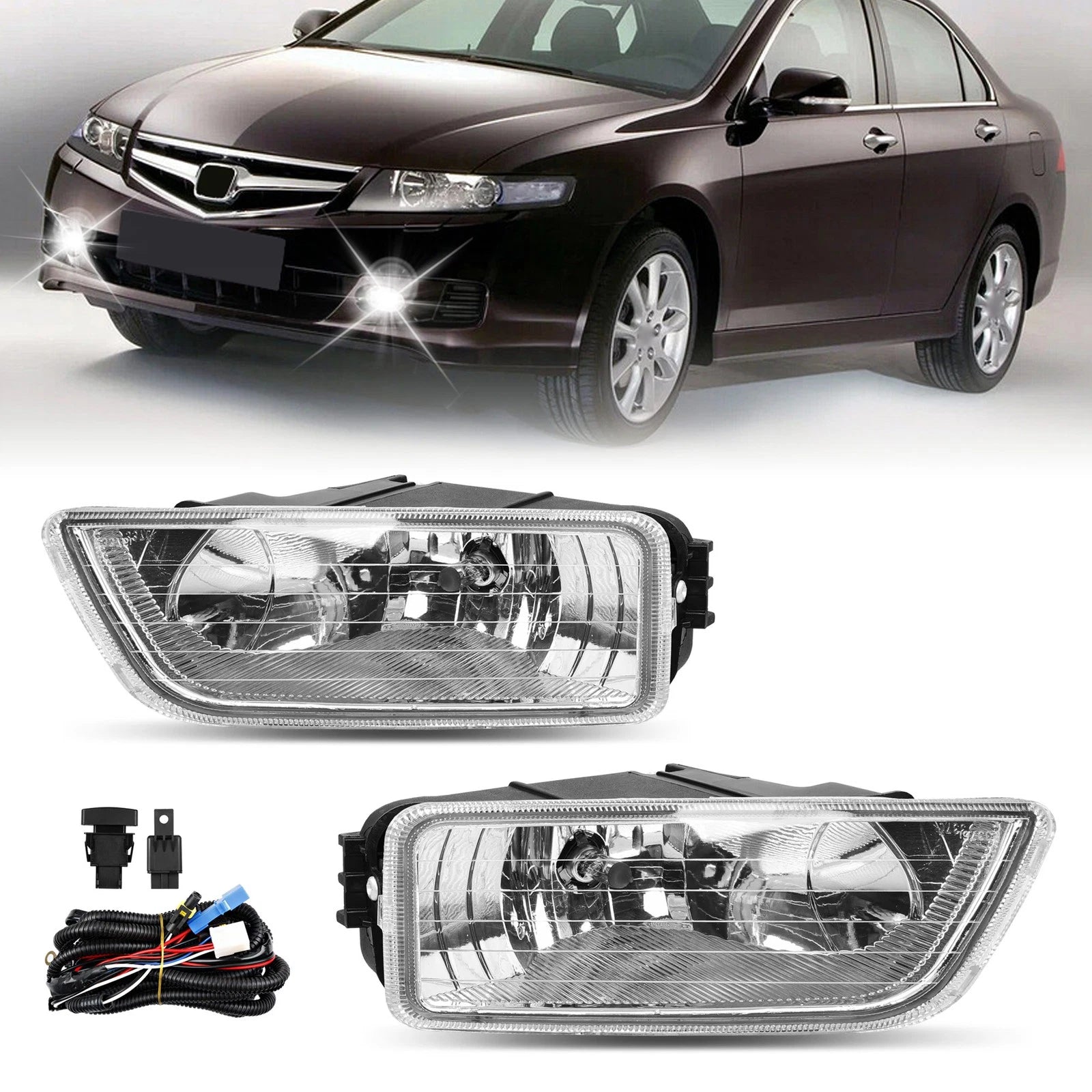 Fog Light Assembly for Honda Accord (2003–2007) with Bulbs & Harness Kit
