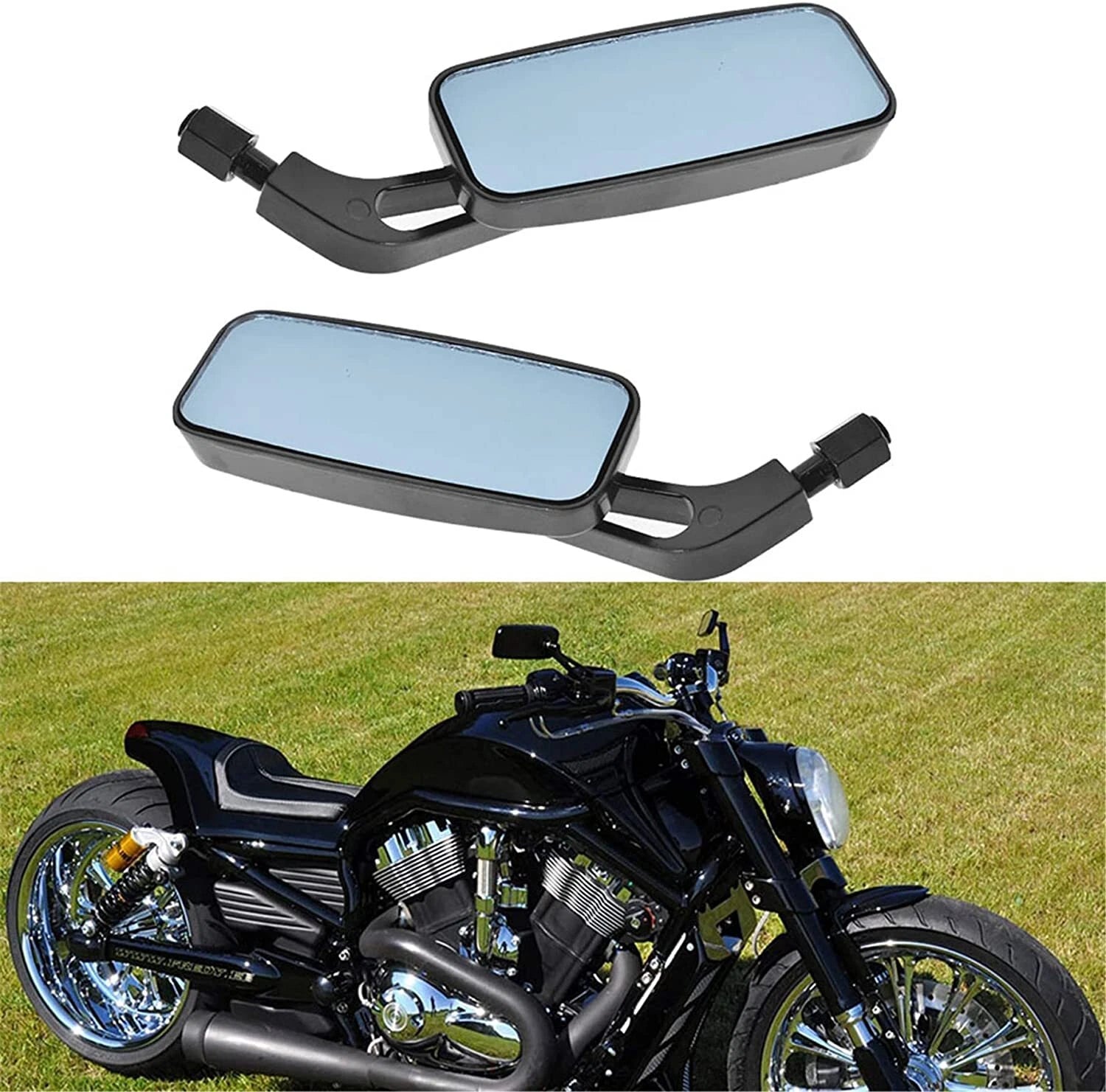 Set of 2 Rearview Side Mirrors for Harley Cruiser Bobber Chopper Softail Sportster (8/10MM)