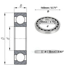Deep Groove Ball Bearing 95x145x16mm for Scooter Skateboard (1 Pc)