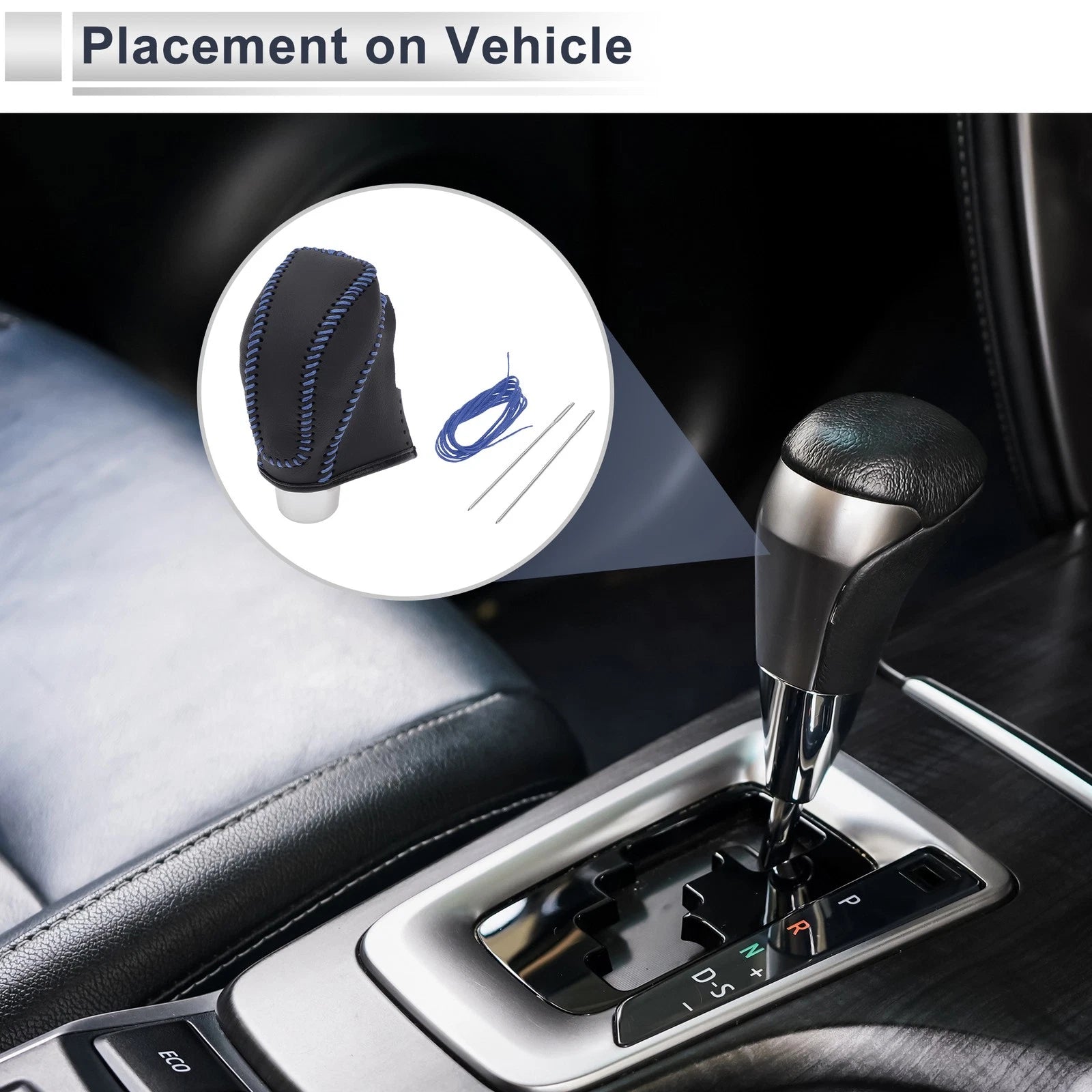 Gear Shift Knob Cover for Subaru Impreza (2017–2023) Black Blue Faux Leather