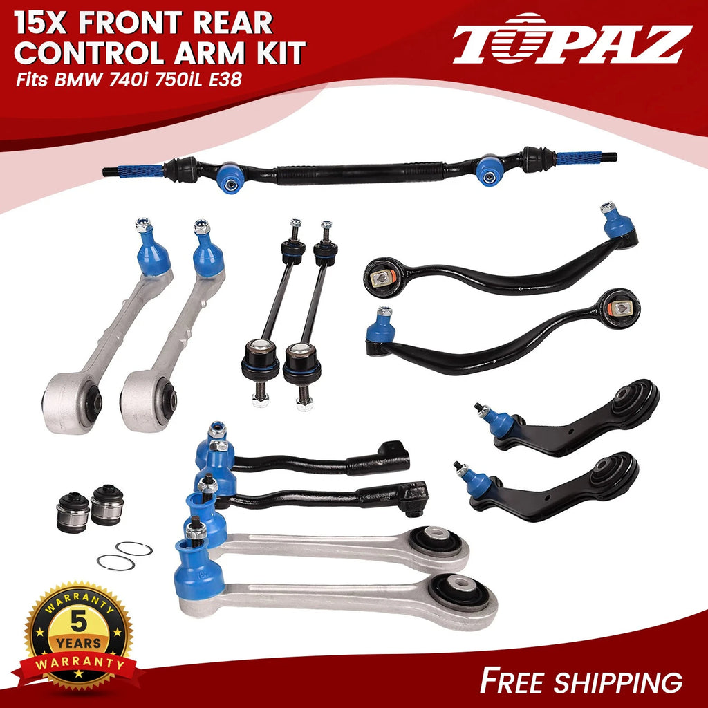 Set of 15 Control Arm Bushings & Tie Rods for BMW 740i 750iL (1995–2001)