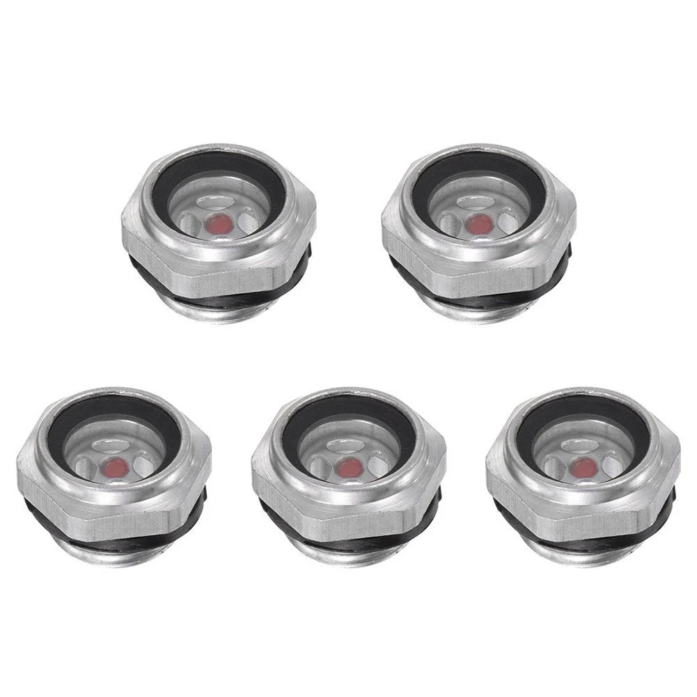 Set of 5 Oil Level Sight Glass 1/2" Thread Size 17mm Overall Height