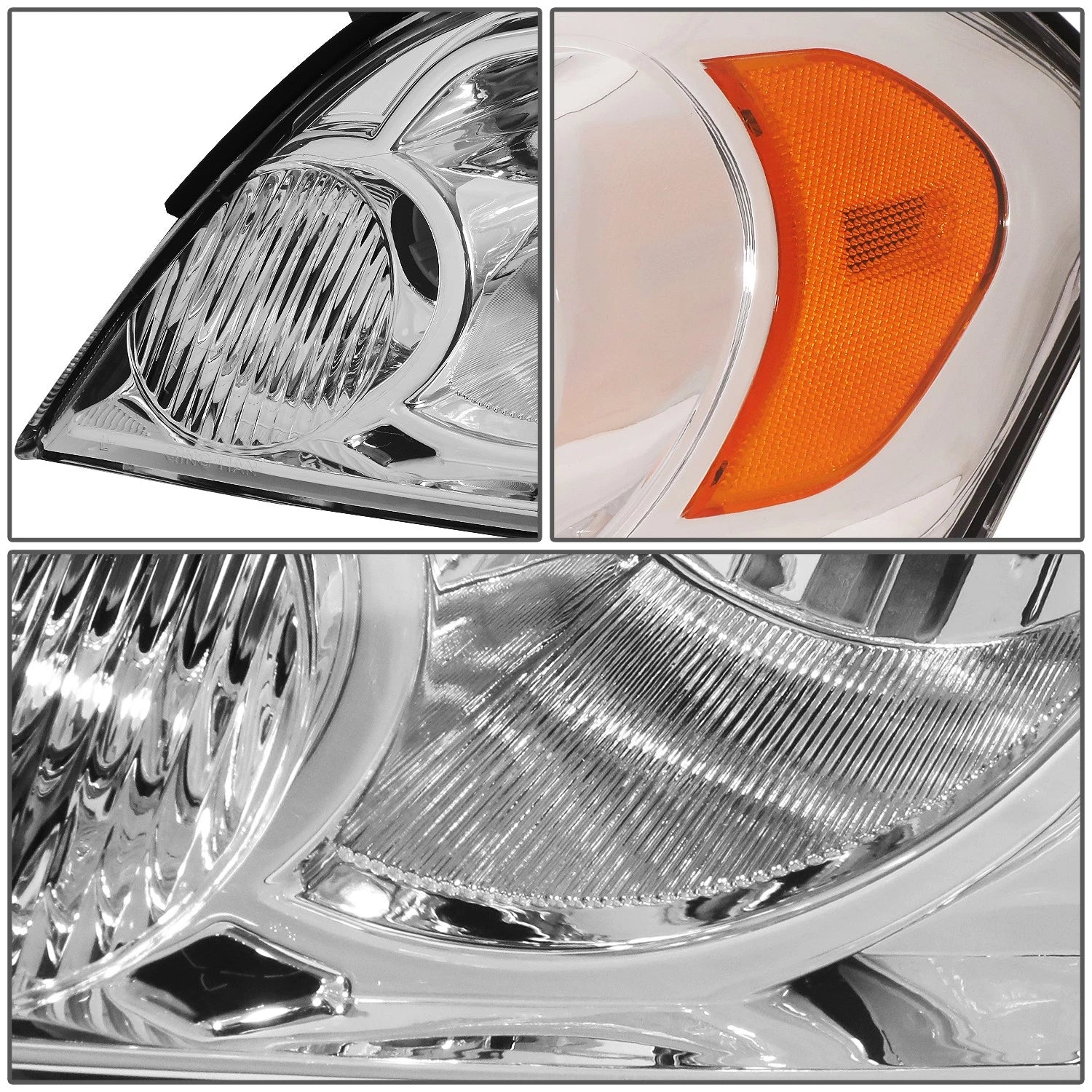Chrome Housing Headlight with Amber Corner for Chevy Impala/Monte Carlo (2006–2016)