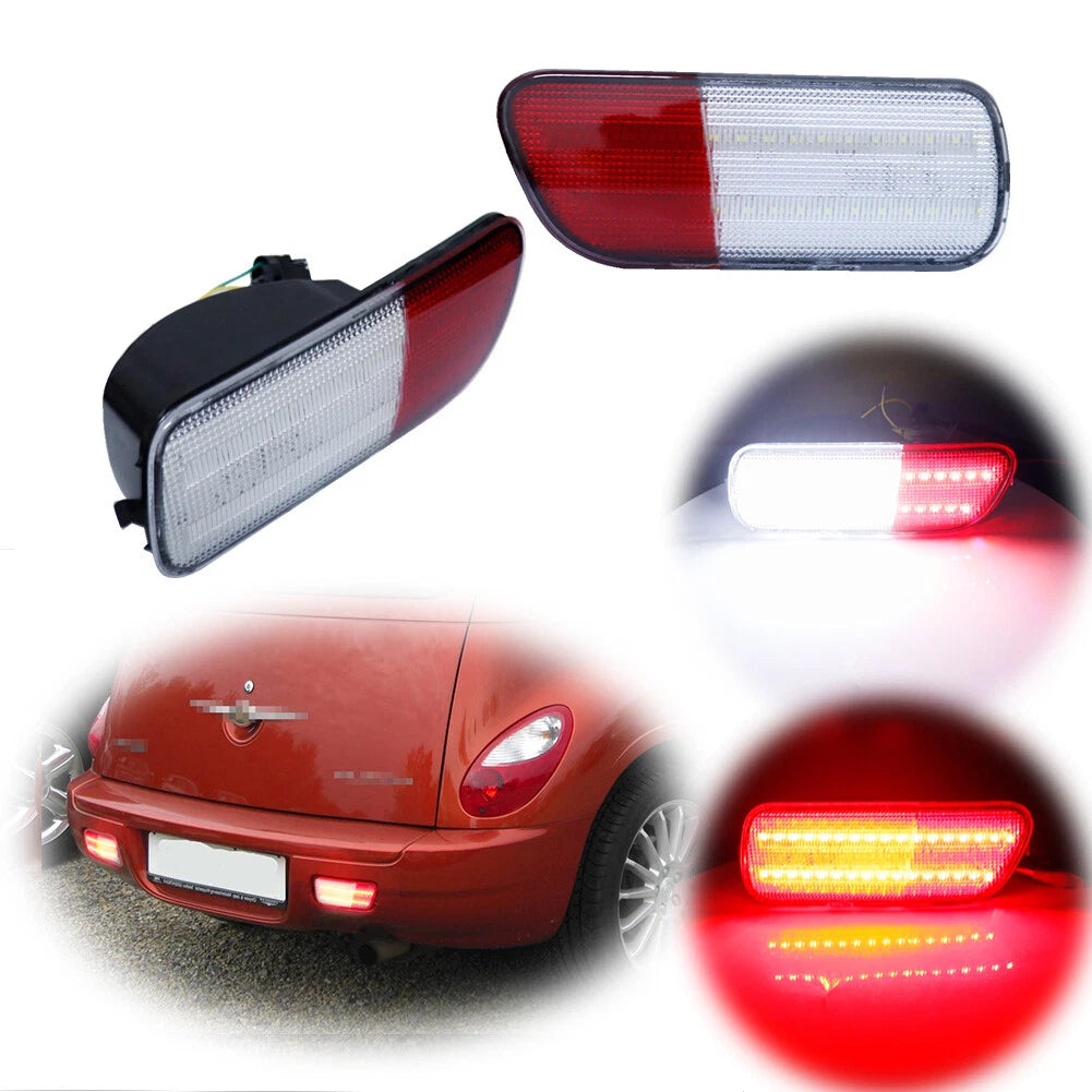 2X White/Red Backup Tail and Brake Lights for Chrysler PT Cruiser (2006–2010)
