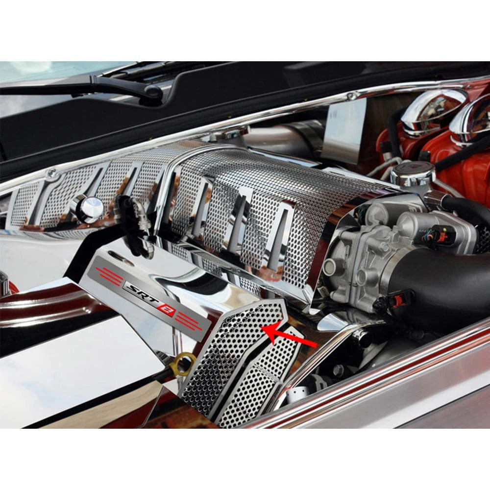 Fuel Rail Covers w/Blue LED&'SRT 8' for 08-10 Dodge Challenger SRT8 w/AM Intake