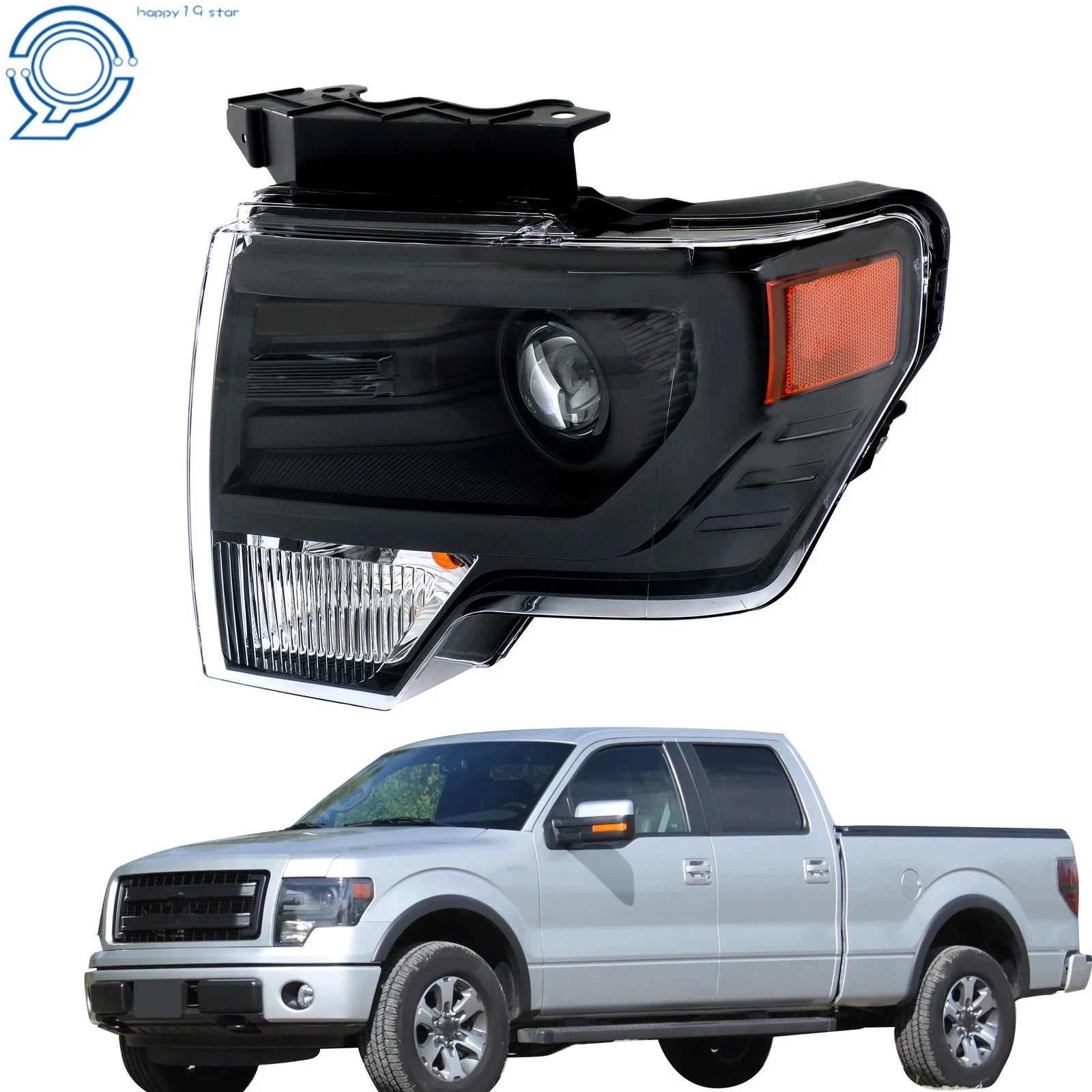 HID Projector Headlight for Ford F150 (2013-2014) Left Black Housing