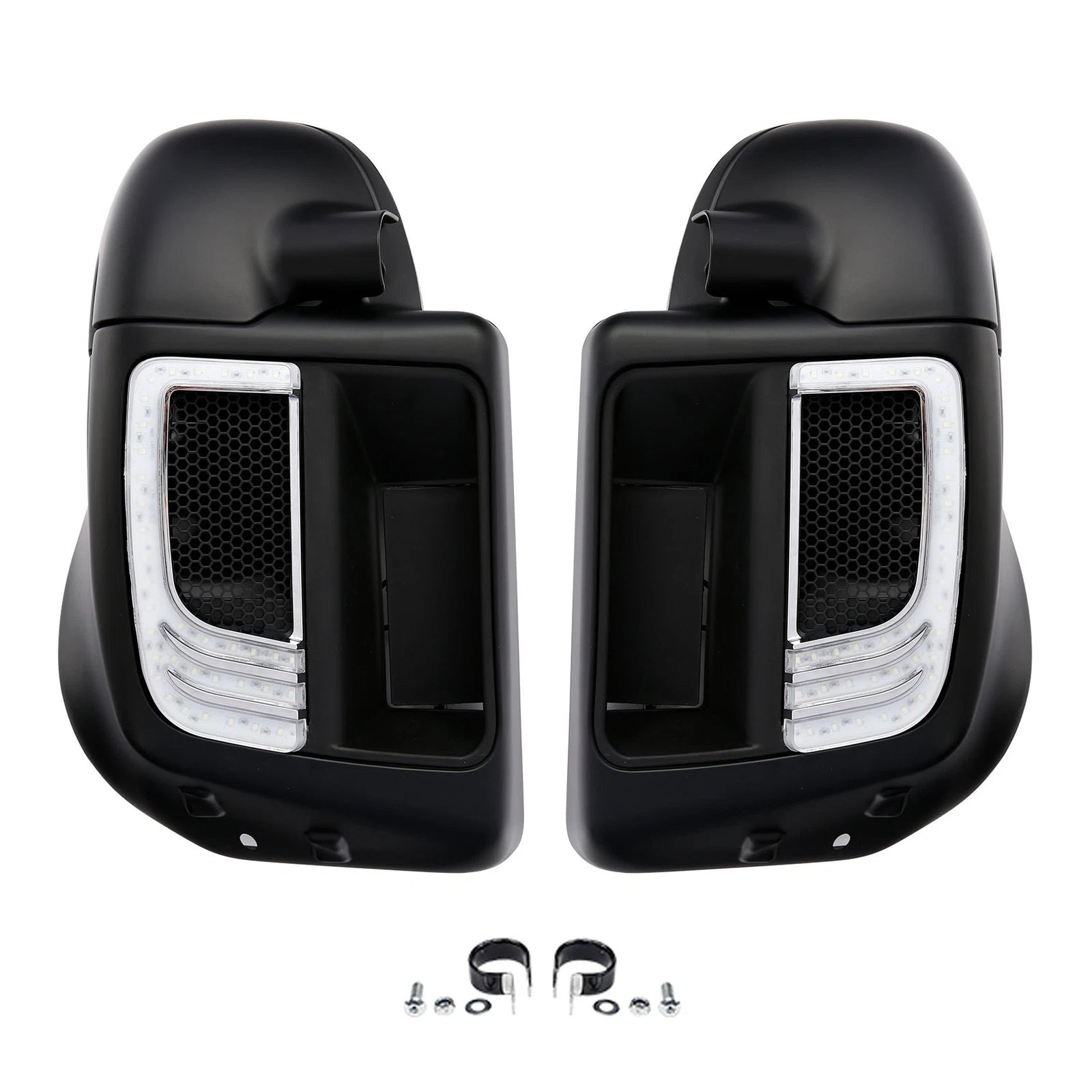 Matte Black Lower Vented Fairings Grill LED Light for Harley Road King (2014–2023)