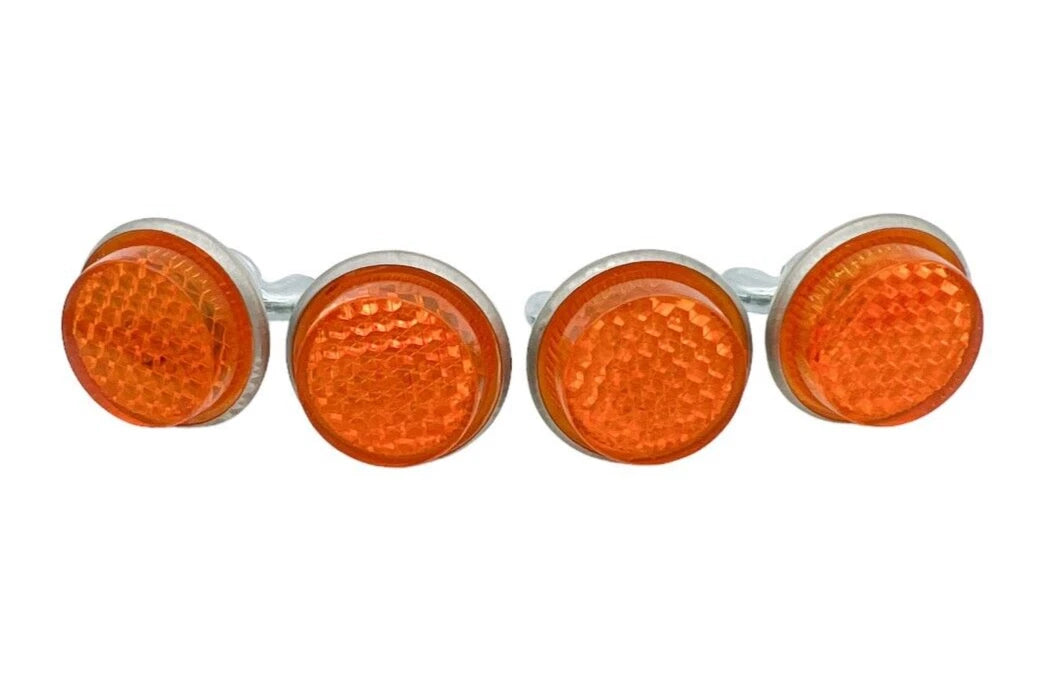 Amber Mini Reflectors Stud Mount for Motorcycle Bicycle Truck Trailer (Qty 4)