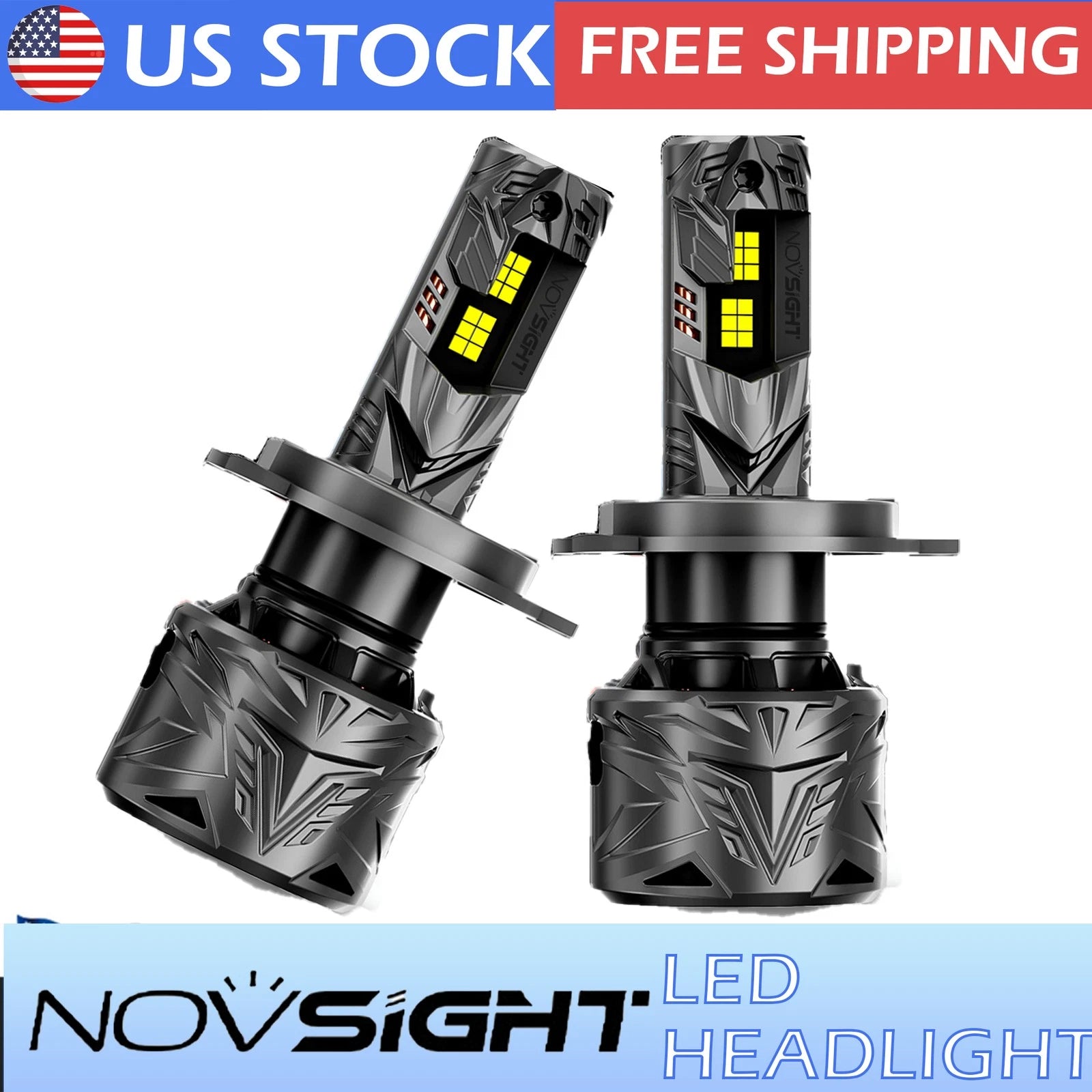 2X H4 HB2 9003 LED Headlight Bulbs for Hi/Low (6500K, 50000LM, 240W)