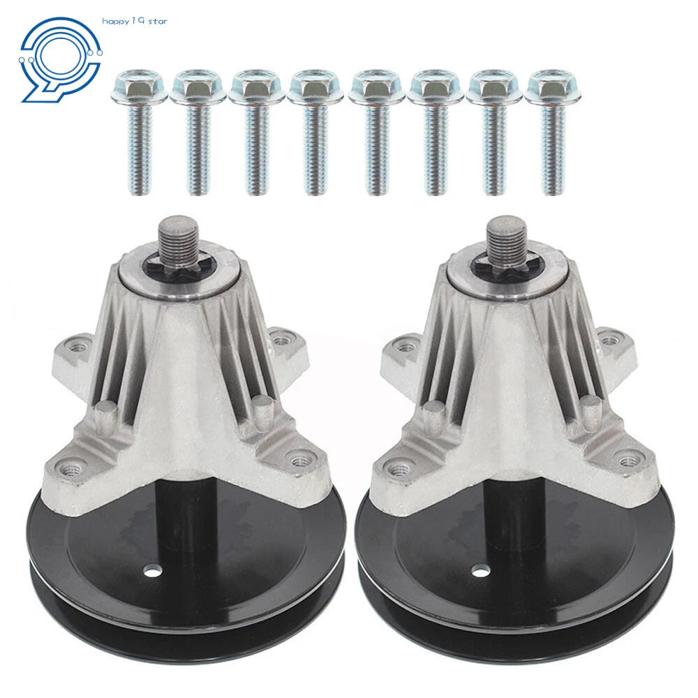 Set of 2 Spindle Assemblies with Pulley Bolt for Troy Bilt MTD 