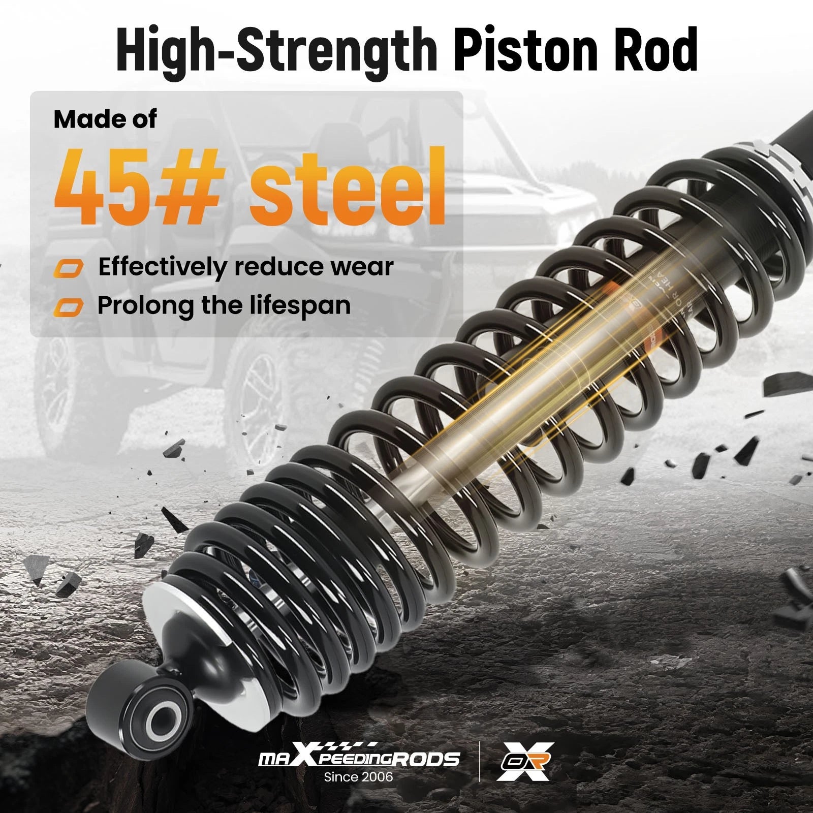 1x Rear Gas Shocks for Can-Am Outlander 330 & 400 (2003–2014)