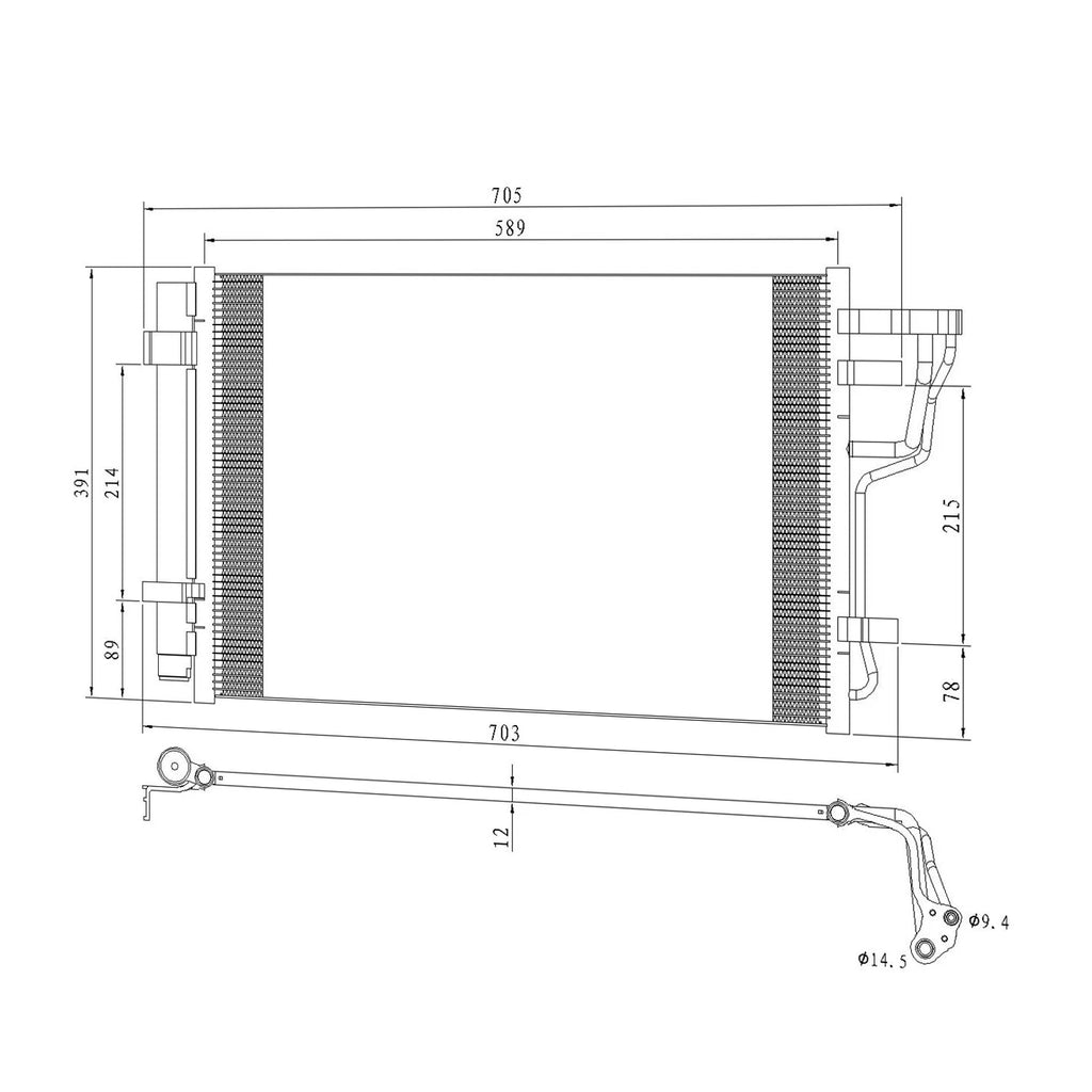 A/C Condenser Replacement Repair Part for Hyundai Elantra (2007–2010)