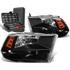 Black/Amber Side Headlight Lamps for Dodge Ram Pickup (2009–2018)