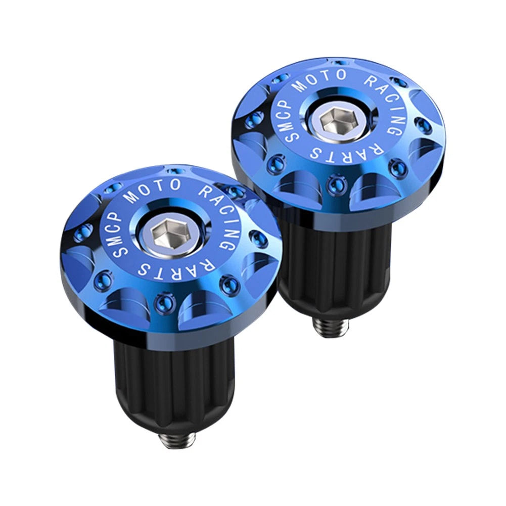 CNC 7/8" Handlebar Grips for Dirt Bike (Handle Bar End Cap Plugs, Blue)