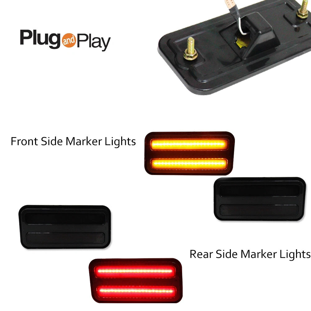 Set of 4 Smoked Amber Red LED Side Marker Lights for Pontiac Firebird (1970–1981)