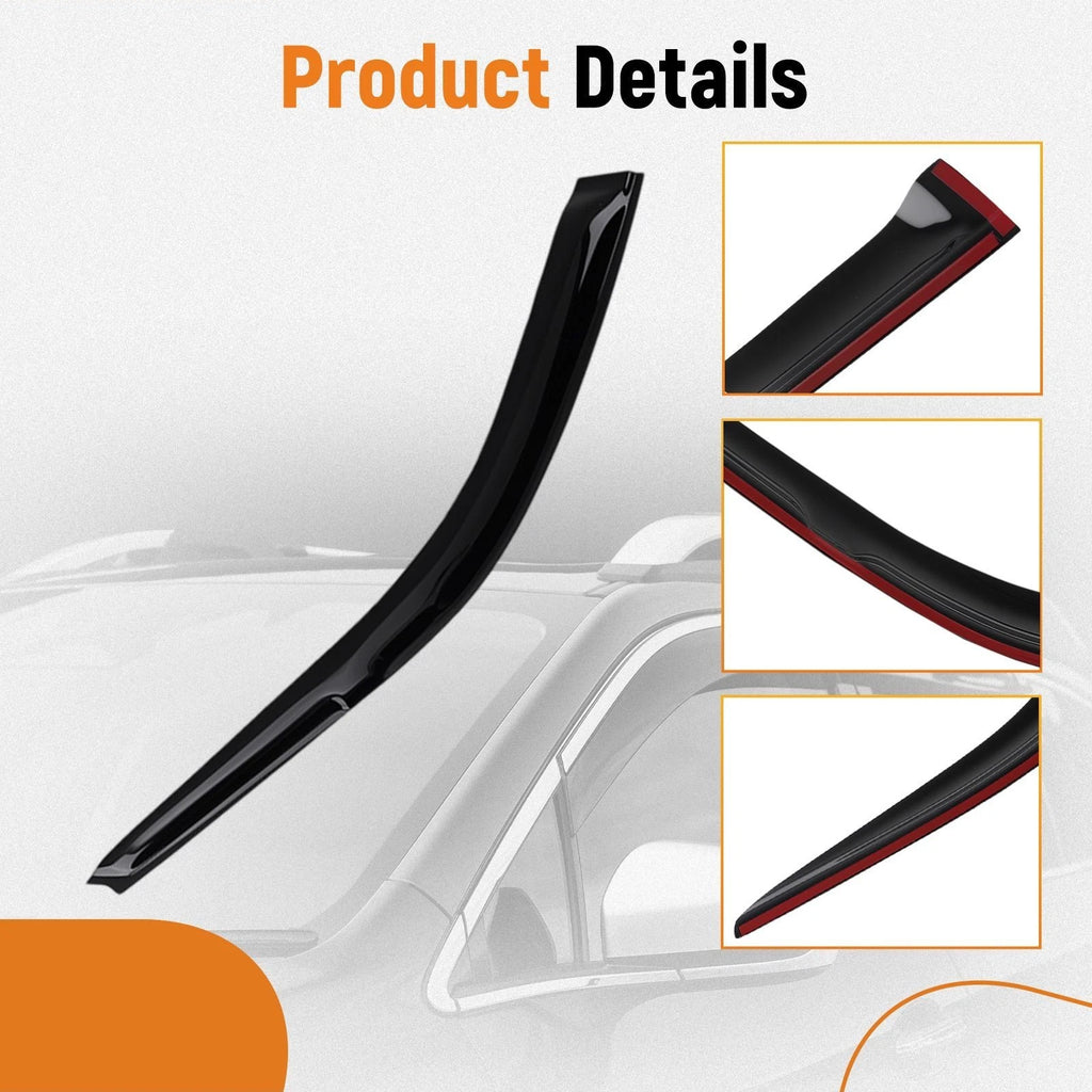 Window Deflectors Set of 4 for Honda Civic Sedan (1992–1995) Black Adhesive