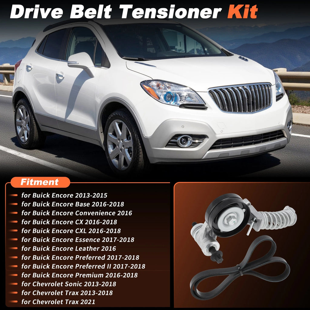 Serpentine Belt Drive Tensioner Kit for Buick Encore (2013–2020) K060544 6PK1383