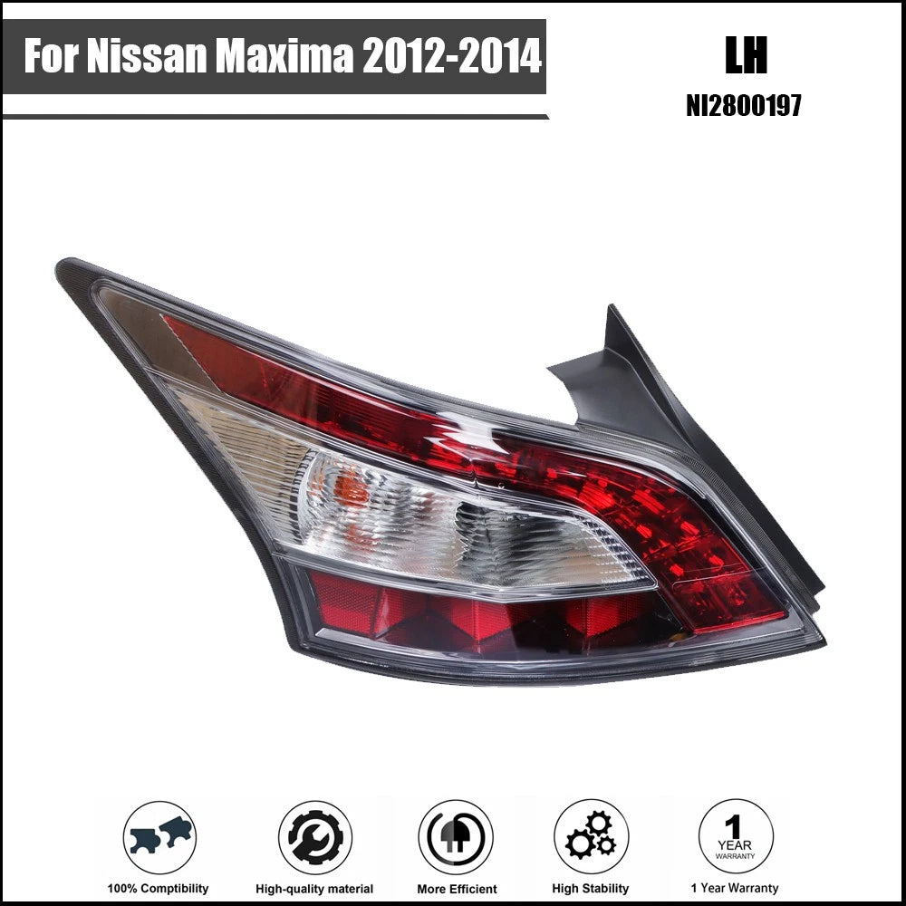 Tail Light Assembly for Nissan Maxima (2012–2014) Chrome Left Side Red