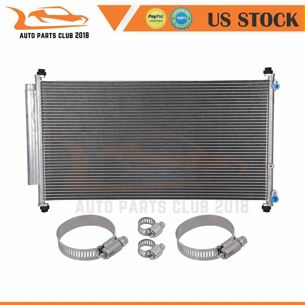 Aluminum AC Condenser for Honda Odyssey (2005–2010) with Oil Hose Clamps