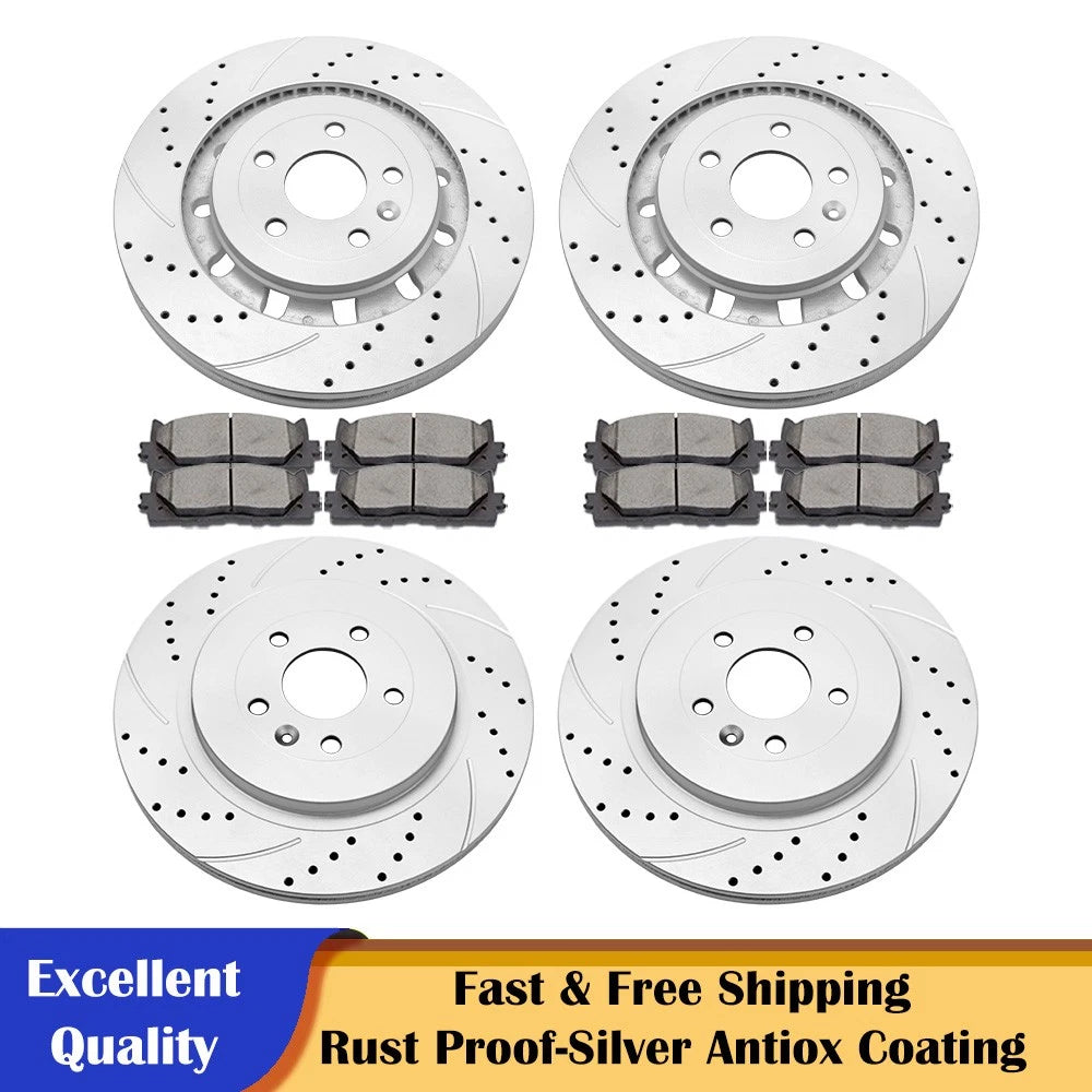 Slotted Rotors Brake Pads Kit for Ford Explorer Flex Lincoln MKS MKT (2009–2019)