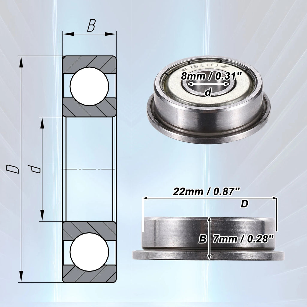 10pcs F608ZZ Double Metal Shield Ball Bearings for Various Models (8x22x7mm)
