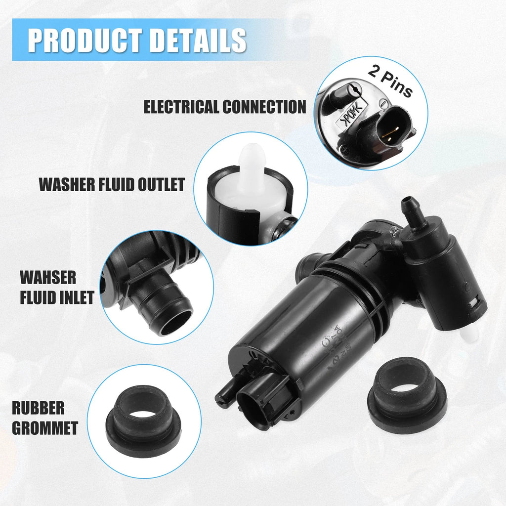 Windshield Washer Motor Pump with Grommet for Nissan Rogue (2017–2021)