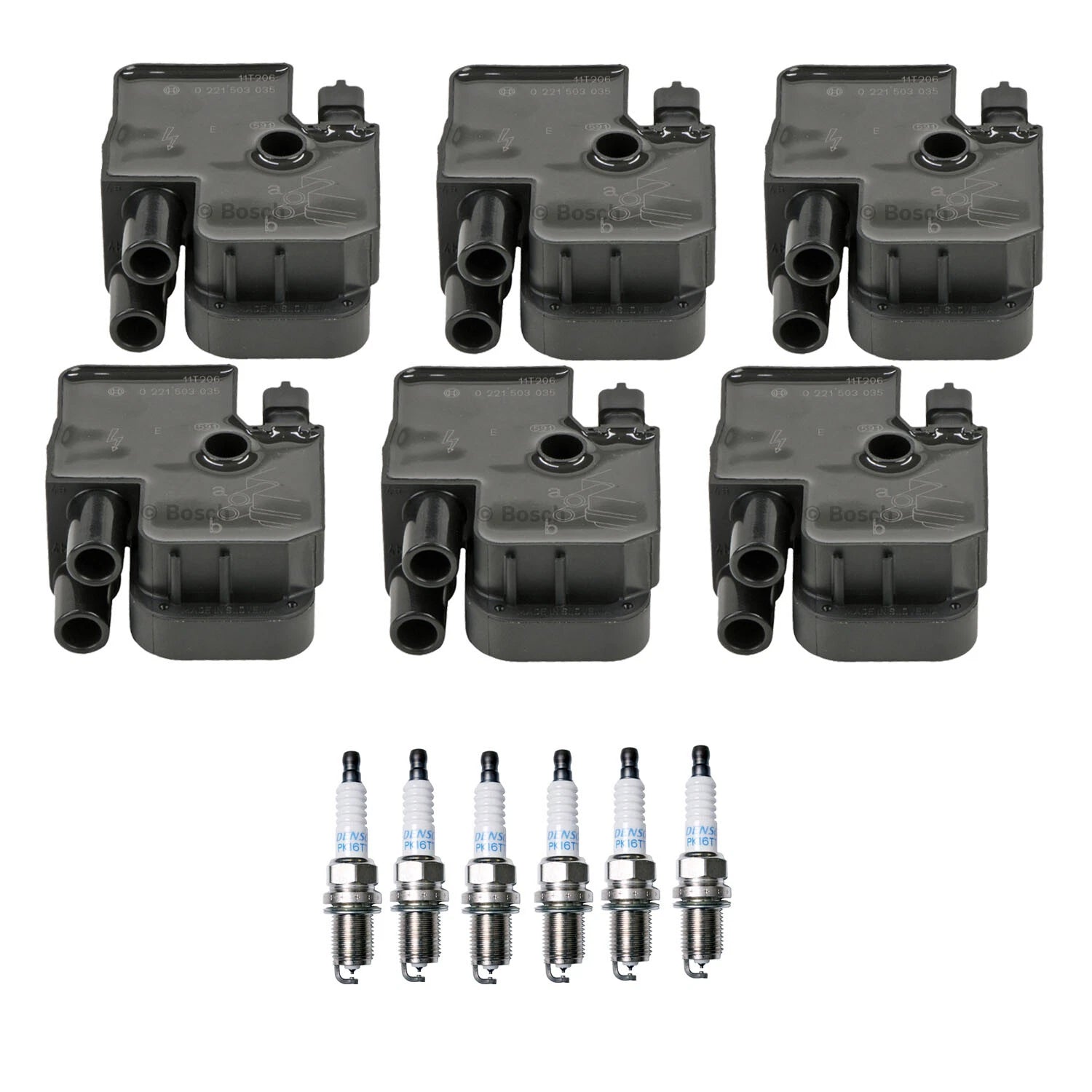 Set of 6 Ignition Coils & Spark Plugs for Acura CL MDX, Audi A6, Dodge Dakota V6