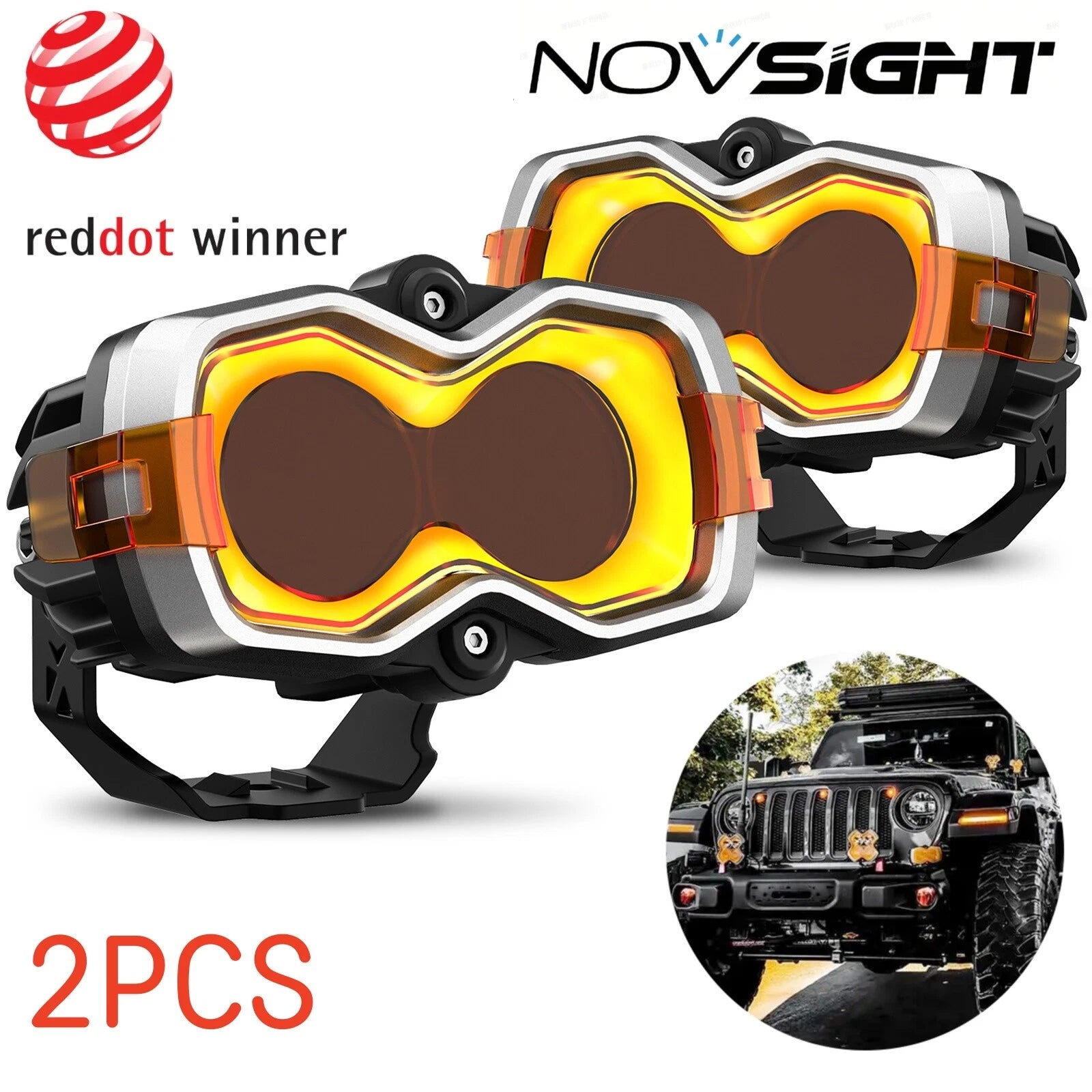 2X NOVSIGHT 4.5" LED Work Lights Pod Spot Flood for Jeep