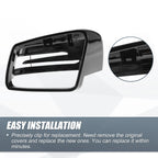 Pair Rearview Mirror Cover Cap Gloss Black for Mercedes Benz A Class B Class (2013–2020)